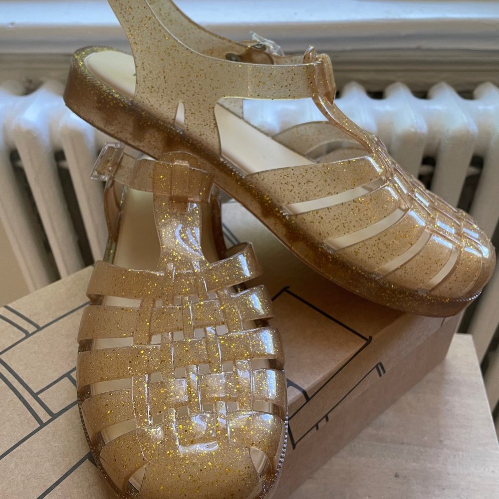 Gold Jelly Sandals New
